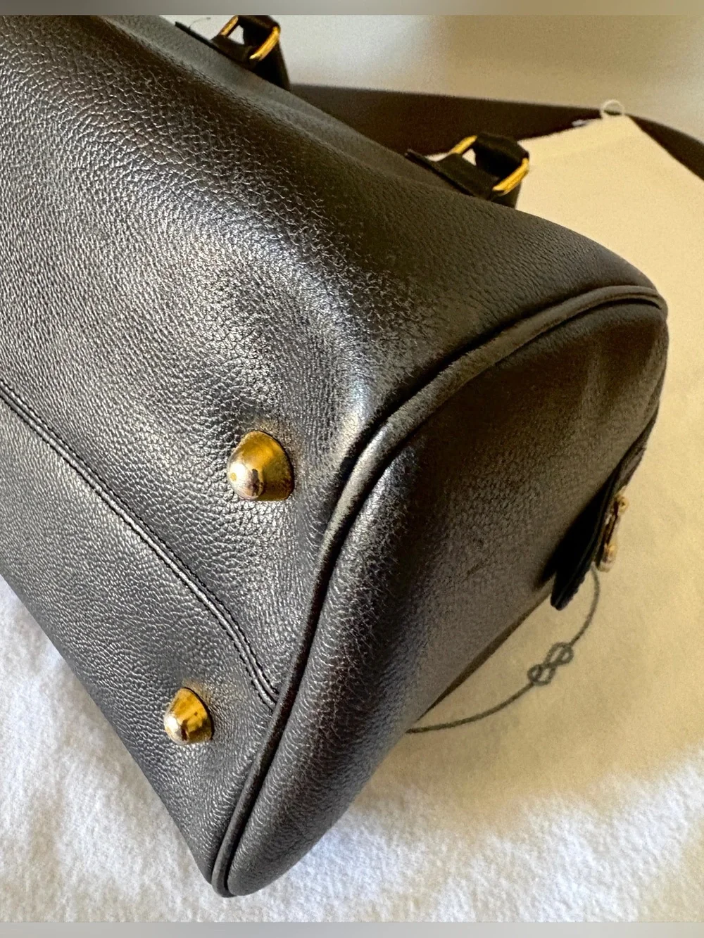 Authentic Vintage Burberrys Satchel Boston Bag Black Leather Nova Check 80-90s